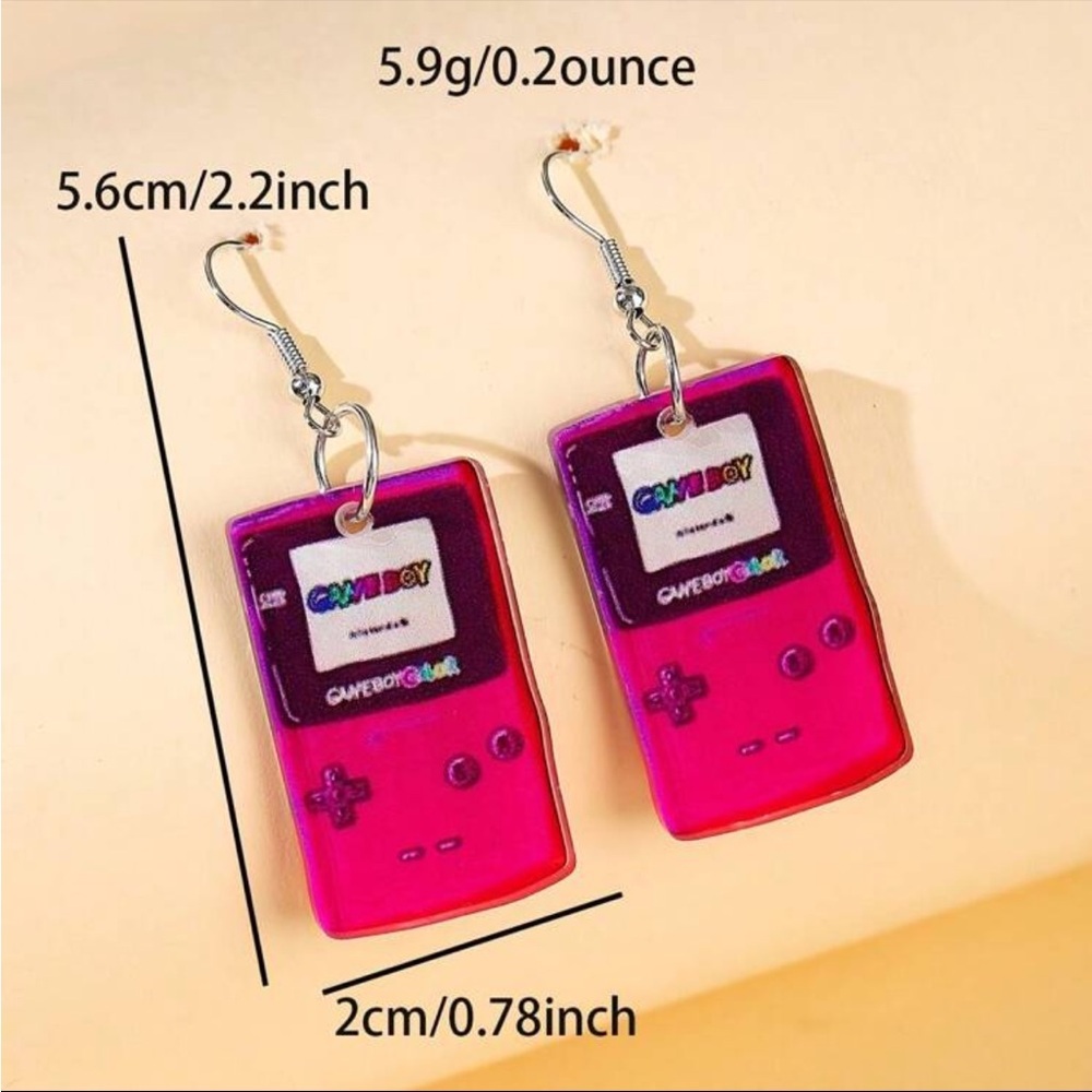🆕 Pink Gameboy Earrings - Picture 2 of 2